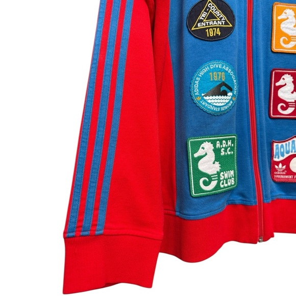 Adidas Swim Club Zip Up Jacket Size XL Red Blue Retro 70s Inspired Rare - Picture 9 of 10